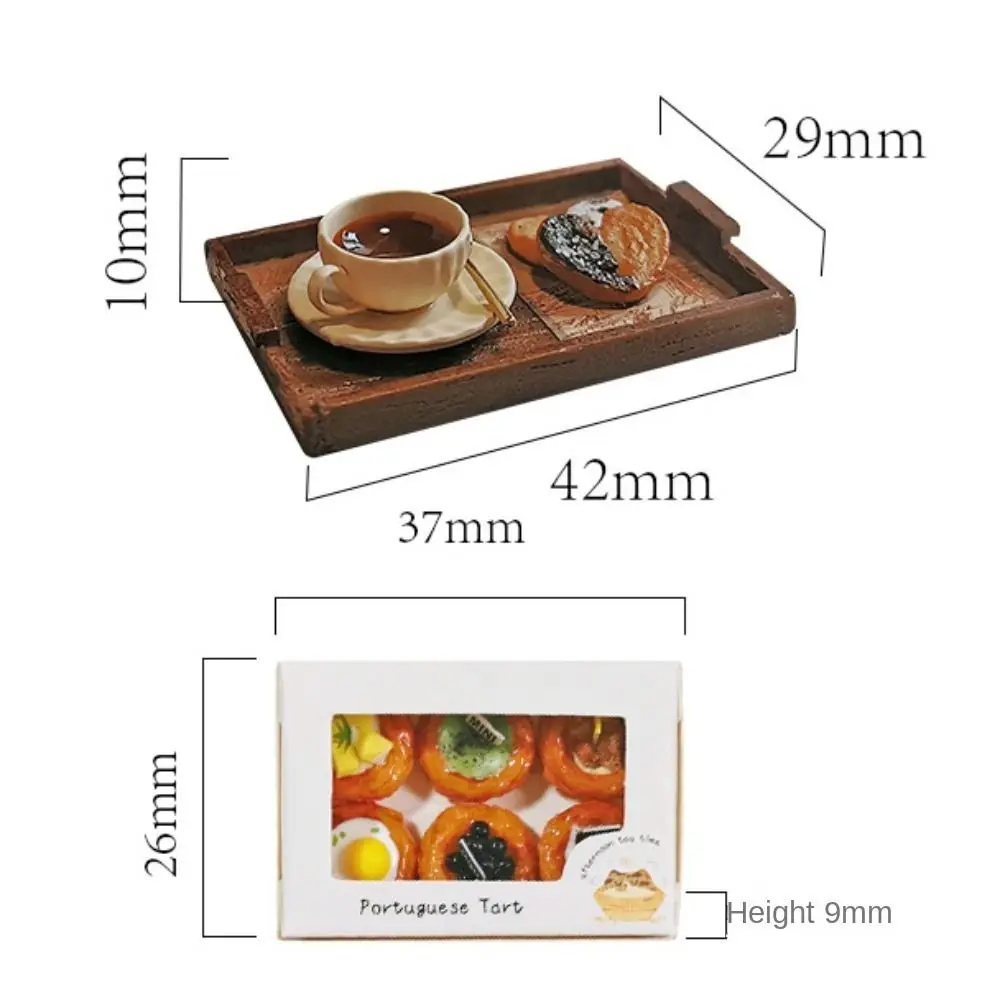 OB11 Scale มินิถ้วยกาแฟเครื่องดื่มไข่ Tart สีสัน Dollhouse Miniature อาหารเรซิ่นช้อนตุ๊กตาขนมชุดของขวัญหญิง