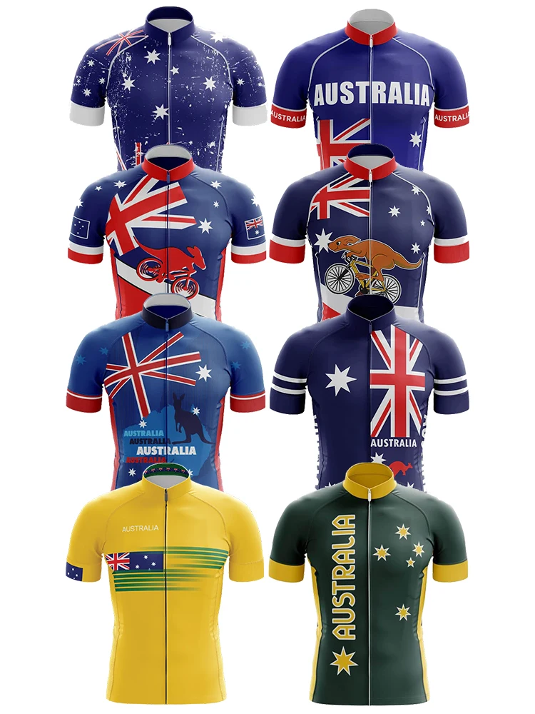 AliExpress Ghisallo Australia Cycling Jersey for Men, Breathable Short Sleeve, Bib Shorts, Durable 20D Gel Pad, Mountain Bicycle Clothing, New, V1