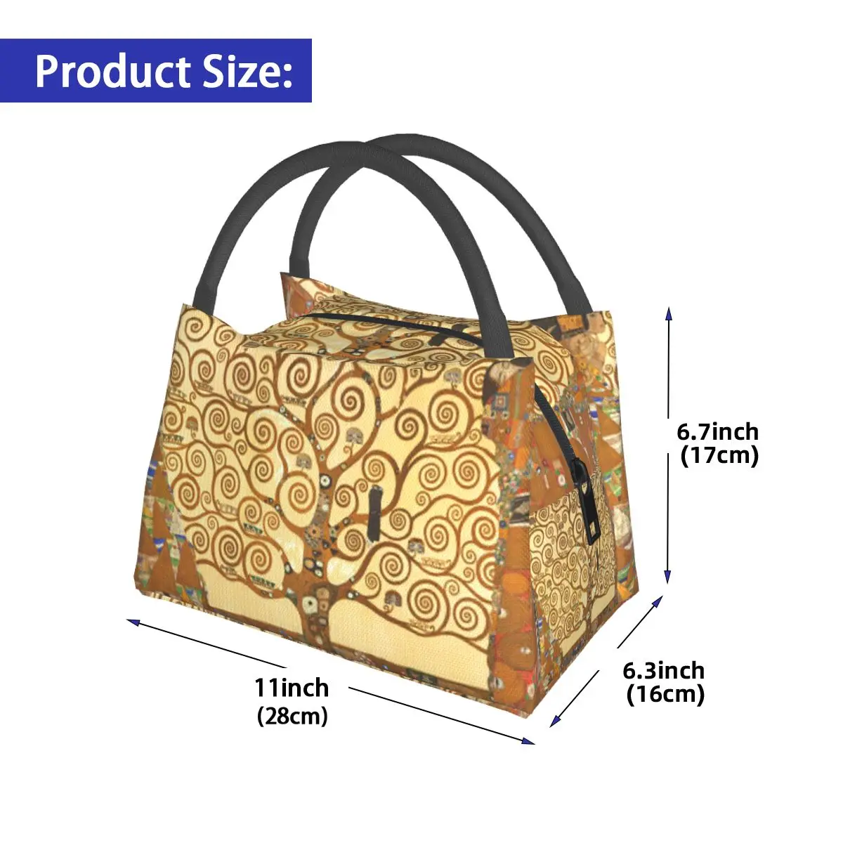Tree Of Life Stoclet Frieze Gustav Klimt Lunch Bag for Women Picnic Storage Food Boxes Container Cooler Thermal Lunch Box Tote