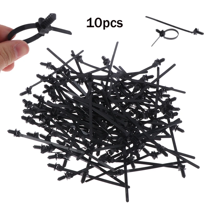 10pcs M8 Hole Removable Threaded Nylon Plastic Vehicle Motocycle Cable Tie Car Harness Retainer Clip Push Mount Auto Fasteners