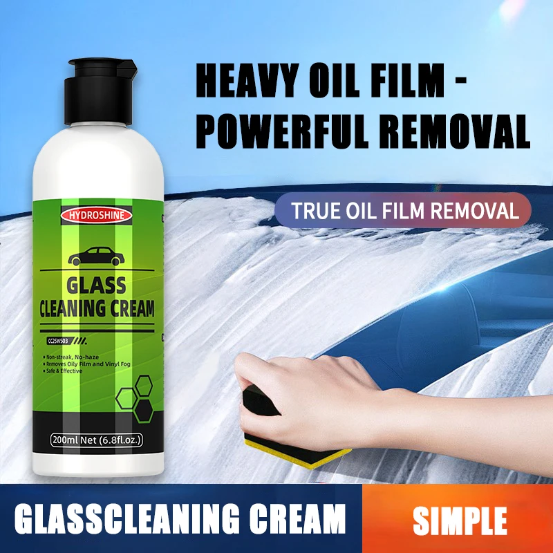 Glass Cleaning Cream Car Glass Interior Cleaner - Removes Grease & Stains From Windshield & Side Windows, Leaves Glass Bright