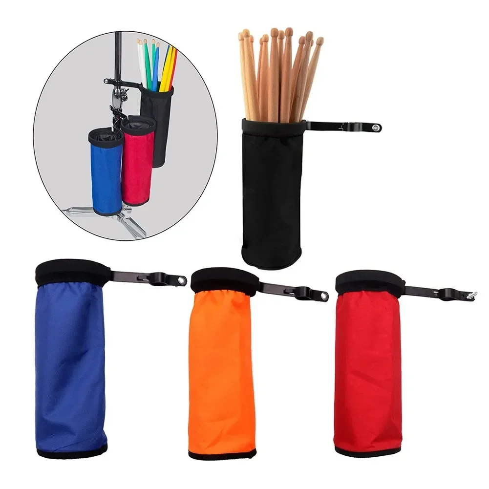 Drumstick Bag Waterproof Adjustable Drum Stick Holder With Clamp For Drumsticks Stands Cylindrical Pouch Musical Instrument Part