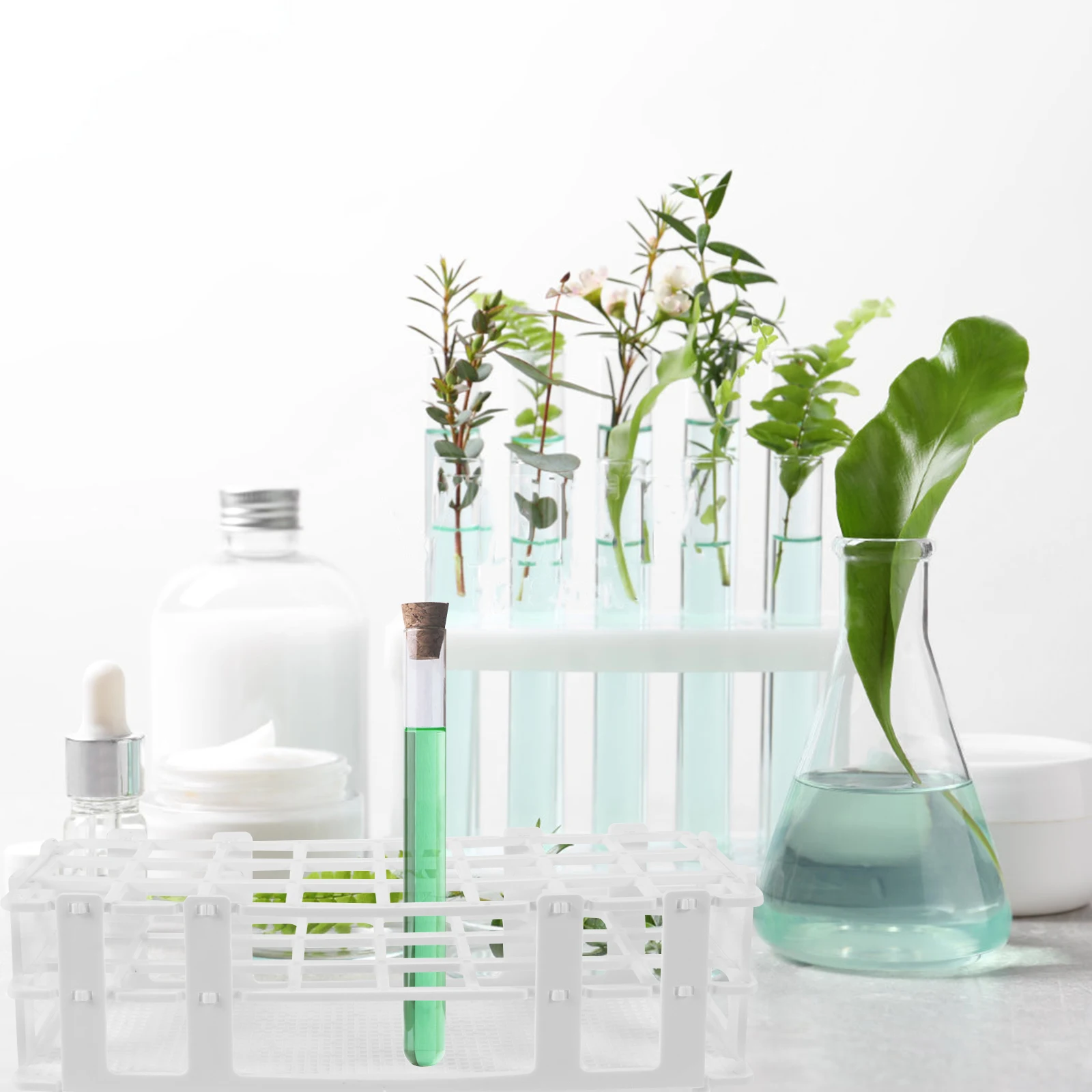 

Test Tube Rack Plastic Laboratory Stand Detachable Experimental Accessory Tubes