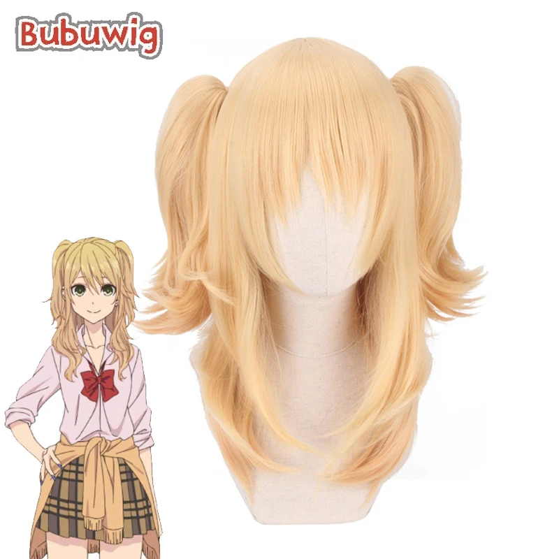 Bubuwig Synthetic Hair Citrus Aihara Yuzu Ponytail Wig Women 40cm Long Straight Blonde Cosplay Wigs Heat Resistant With 2 Clips