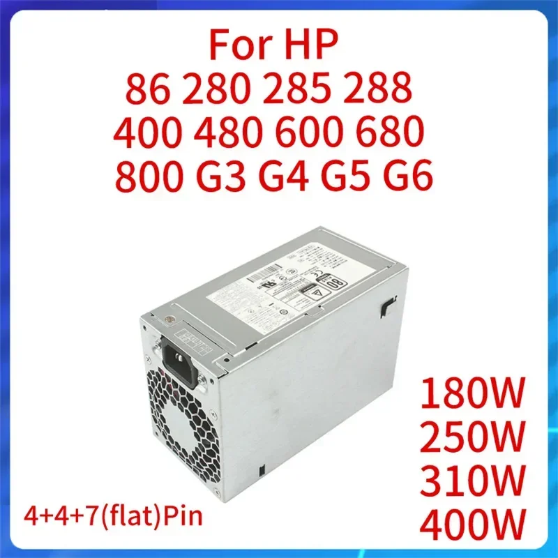 New 180W 250W 310W 400W for HP Prodesk 86 280 285 288 400 480 600 680 800 G3 G4 G5 G6 Power Supply Adapter 4P 4P 7P