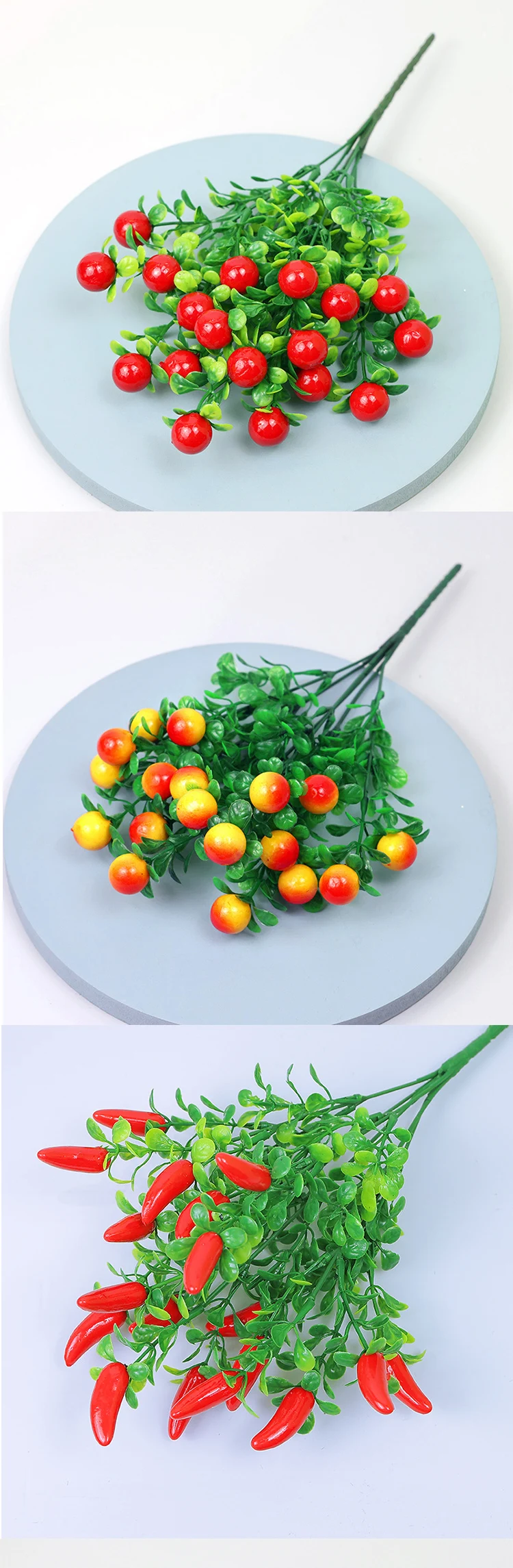 Künstliche Fruchtzweige, Chili, Apfel, Zitrone, Orange, Erdbeere, Granatapfel usw. Fruchtmodelle, Schaufensterdekoration, Requisiten, Heimdekoration – Detail 2