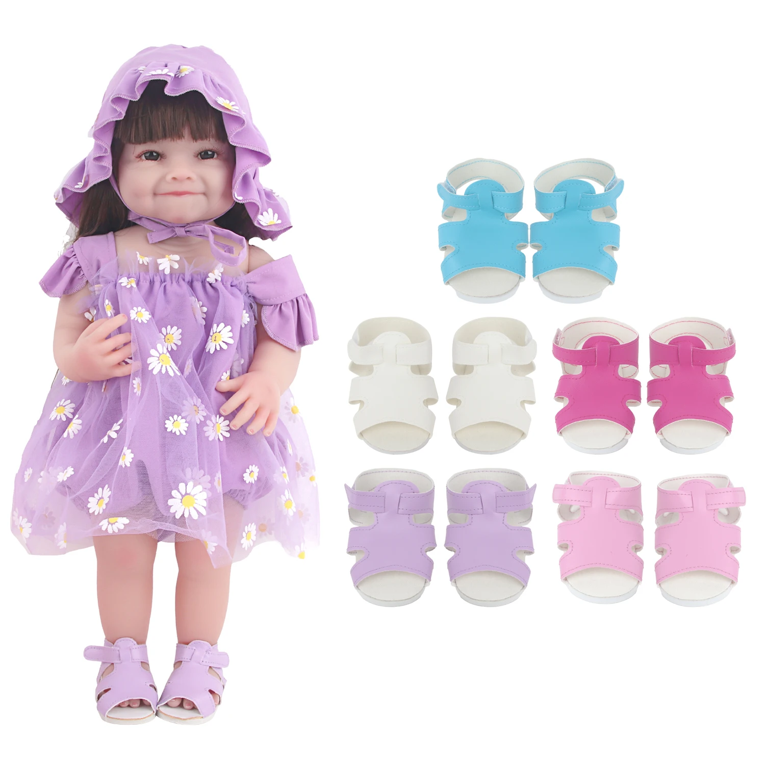 Cute 8.2cm Saltwater Sandals For 55cm Doll Shoes Accessories For 22 Inches Reborn Dolls,Our generation Girl Russia Doll Toy Gift