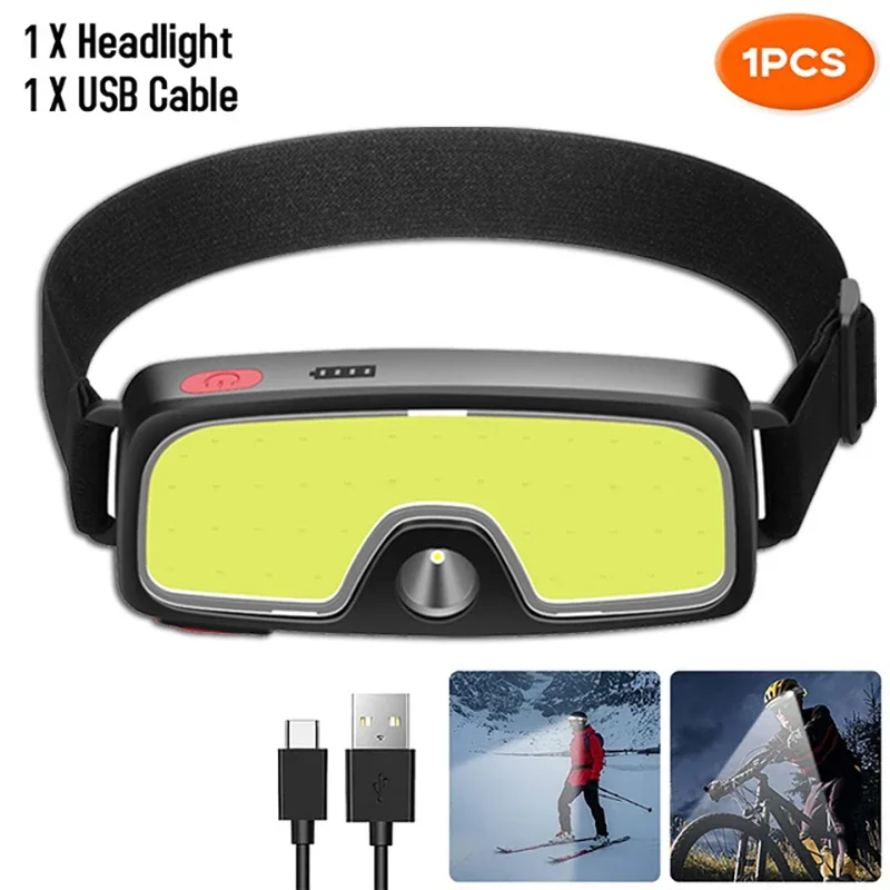 KDULIT Leistungsstarke COB LED Scheinwerfer Typ-c Wiederaufladbare Kopf Taschenlampe Eingebaute Batterie Outdoor Angeln Camping Laterne Wasserdichte Taschenlampe 10