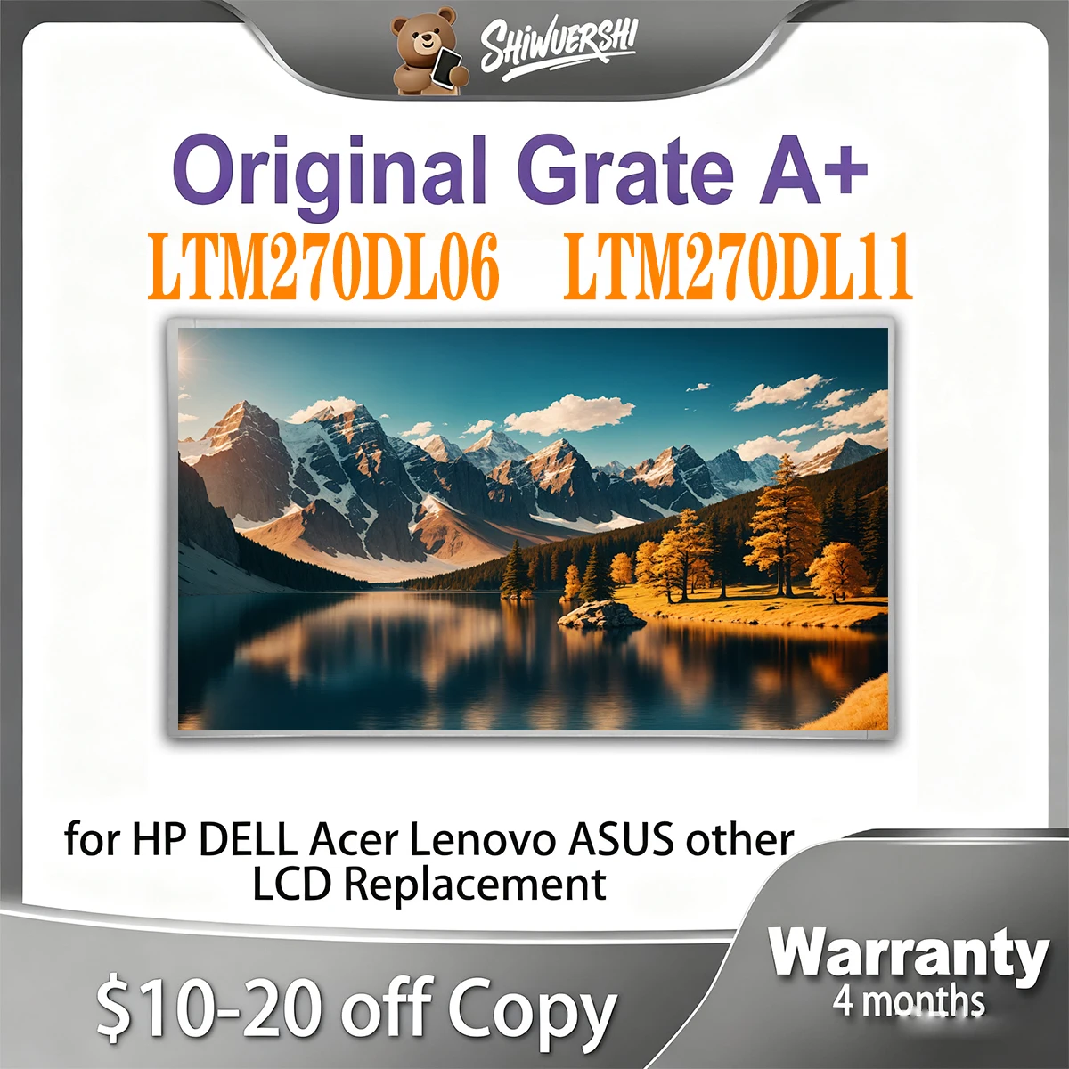 

Original New A+ 27" Quad-HD LCD Screen Display 65Hz LTM270DL06 LTM270DL11 2560*1440P 61 pins Replacement for AIO Monitor Panel