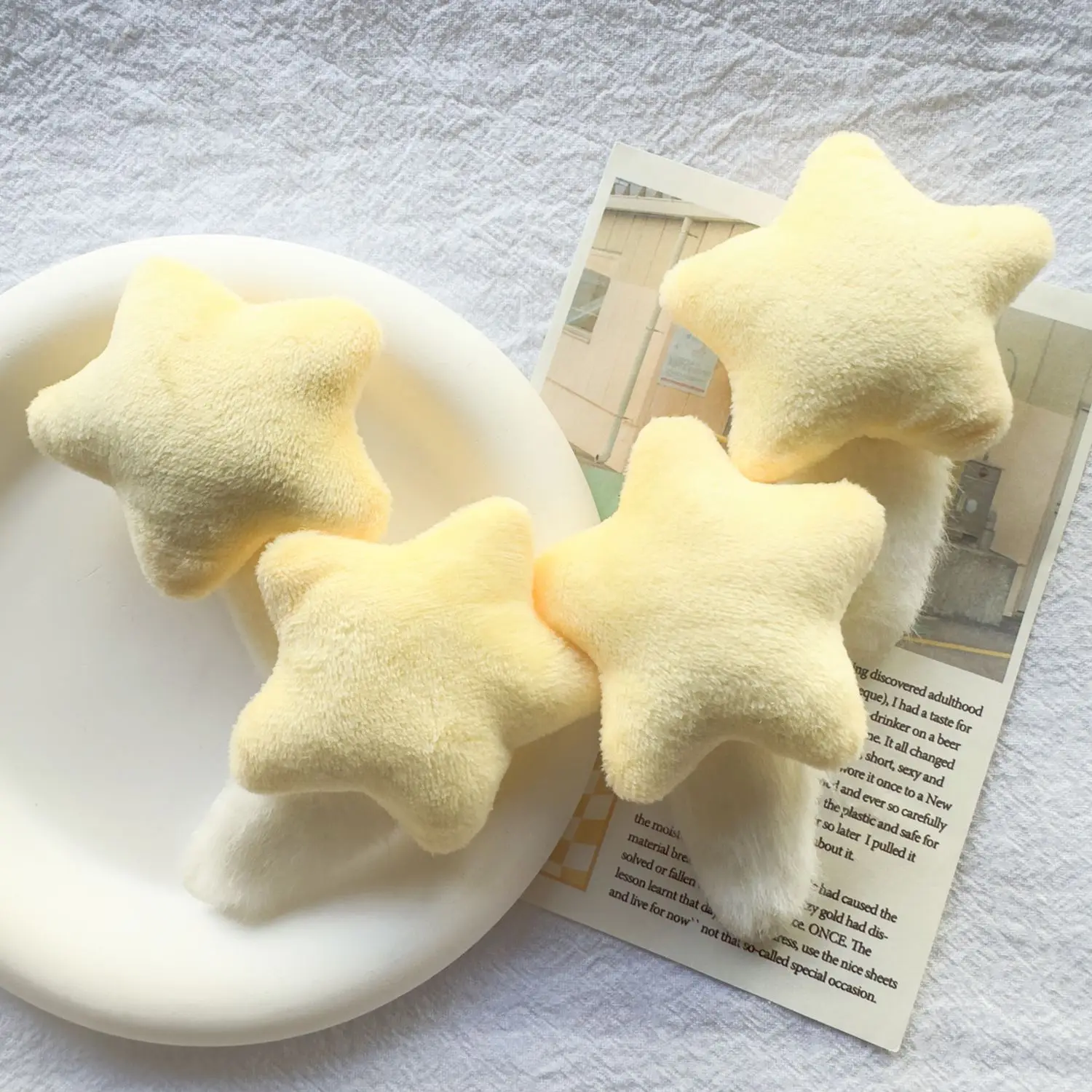 Cute Cream Yellow Plush Star BB Hair Clip Japanese Sweet Bangs Pin Soft Girly Autumn Winter Versatile Daily Hair Accessories