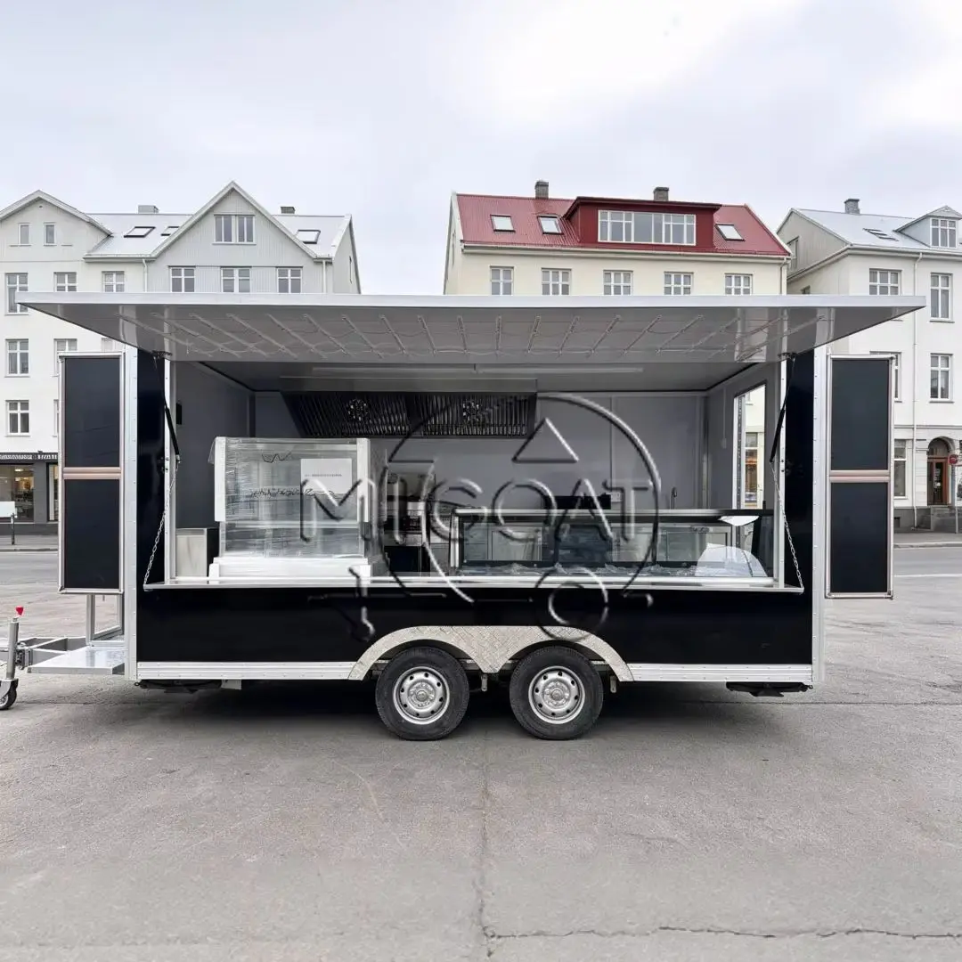 

Hot Sale Black Pre-built Food Trailer Mobile Cart for Bakery Ice Cream & Street Food Festival