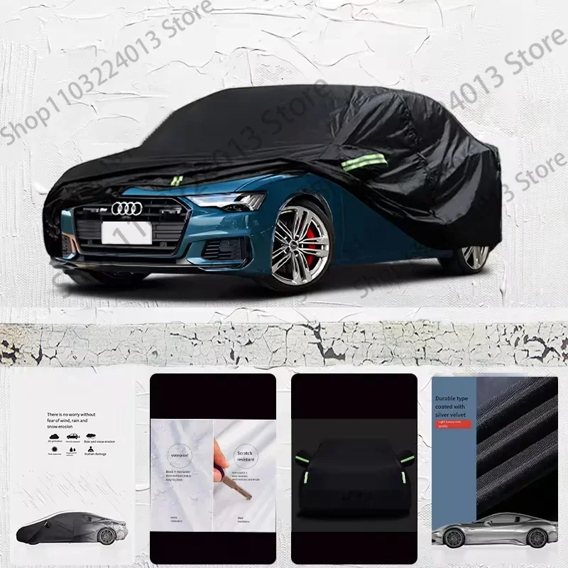 

For Audi S6 Fit Outdoor Protection Full Car Covers 210T Snow Cover Sunshade Waterproof Dustproof Exterior Car cover Black