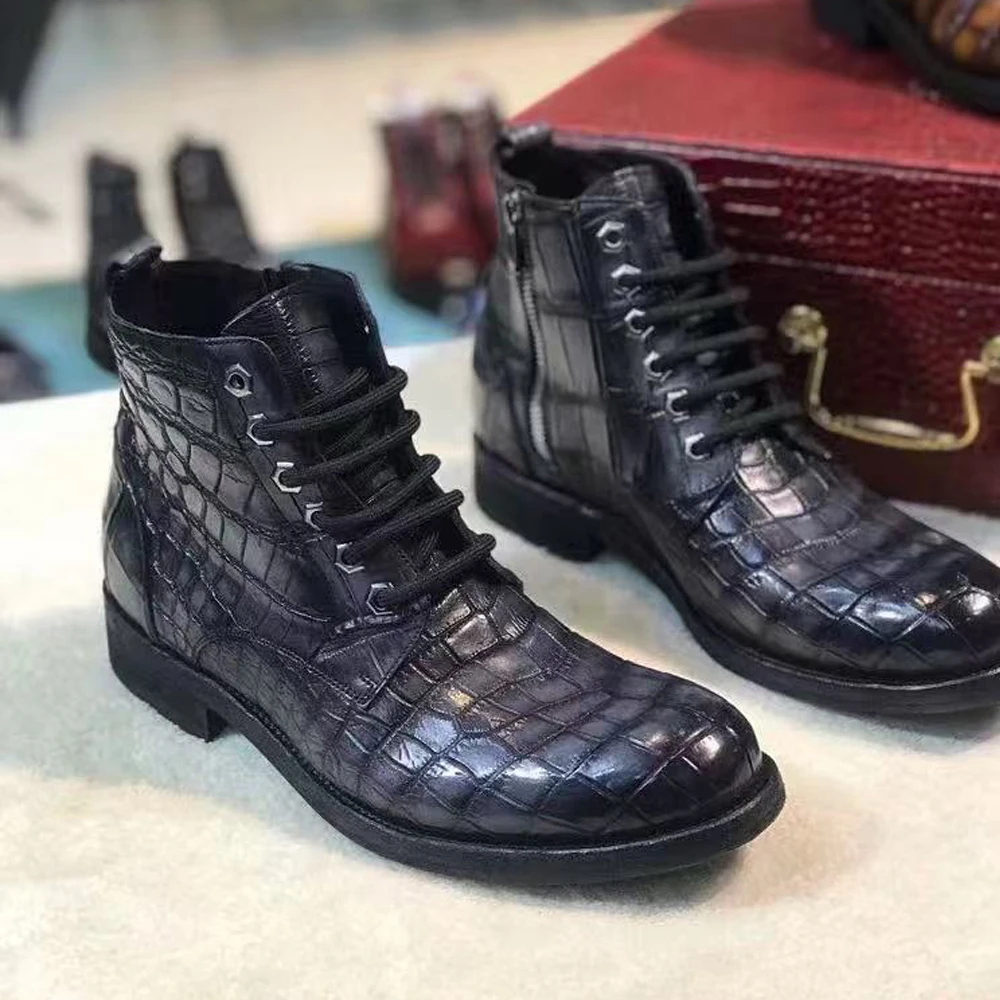 รองเท้าบูทผู้ชายลายหนังจระเข้  - Men Shoes For Wedding บทวิจารณ์และราคา
