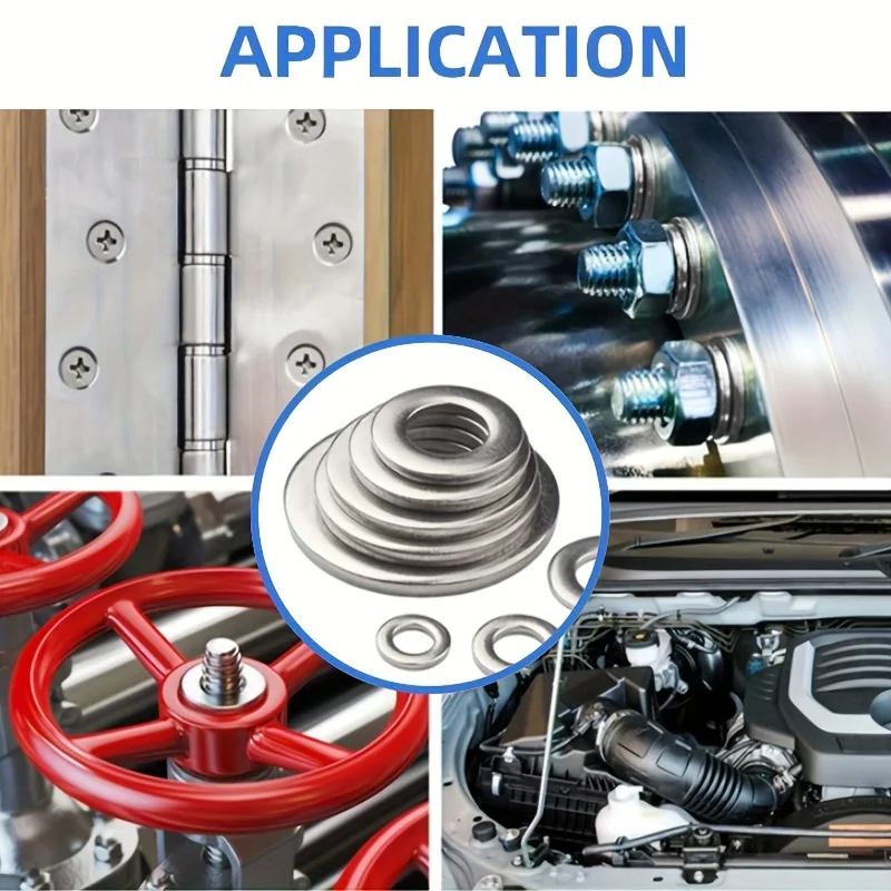 Edelstahl-Flachscheiben-Sortiment M2 M2.5 M3 M4 M5 M6 M8 M10, Hardware-Befestigungen für Heimdekoration und Industriereparatur Metallscheiben, Befestigungsteile, Schraubenzubehör, Hardware-Set, Ersatzteile, Montagekomp – Detail 7