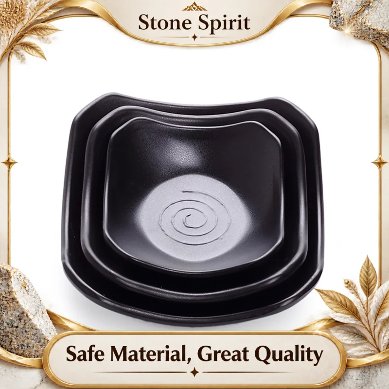 Restaurant Use, Melamine Tableware, Frosted Black Square Sauce Plate, Imitation Porcelain Plastic Plate, Japanese Sushi Plate
