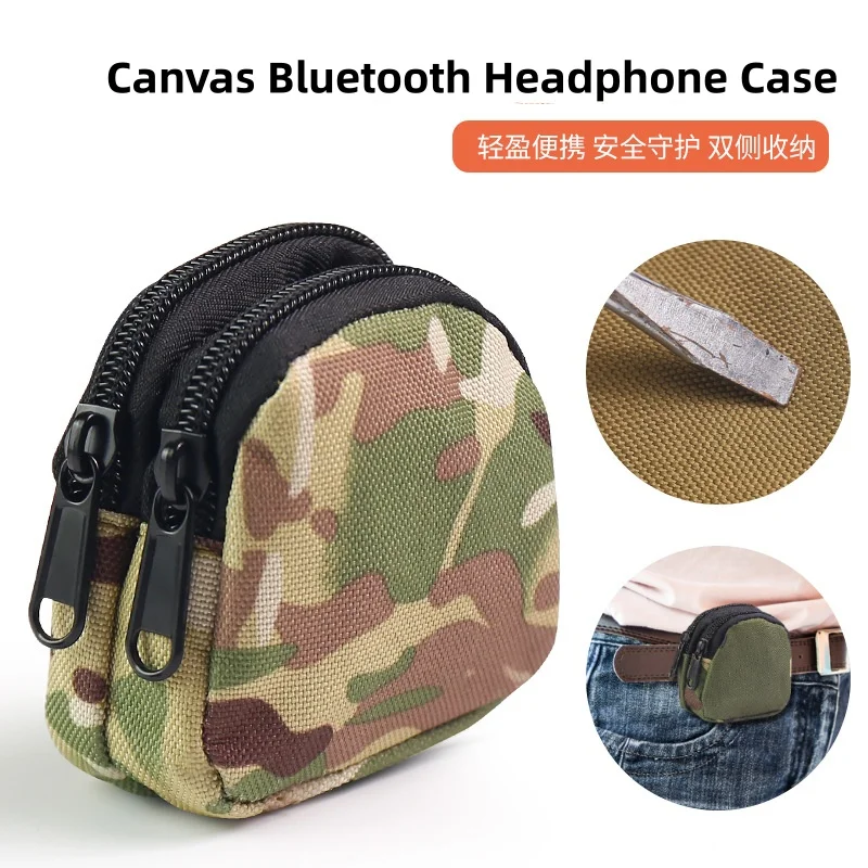 

Double Zipper Pocket Coin Purse Men Outdoor Pouch Lightweight Small Card Holder Keys Storage Belt Waist Bag