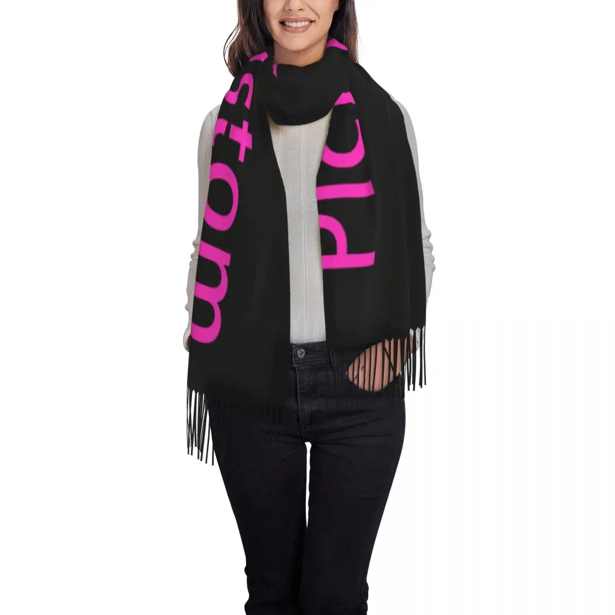 Fashion Personalized Custom Photo Logo Tassel Scarf Women Winter Warm Shawls Wraps Lady Customized DIY Print Scarves