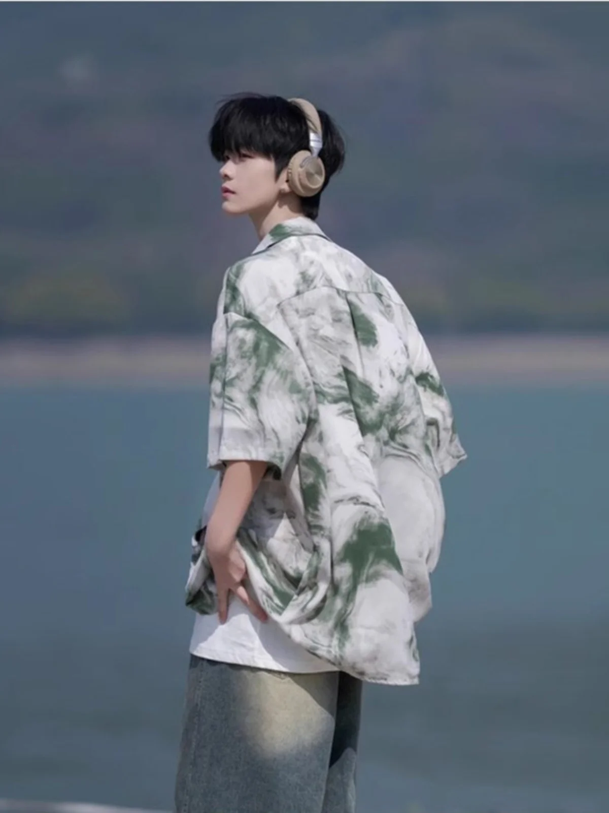 

Окрашенный ледяной шелк irt Мужской ort Sve Summer Trendy Brand Haome High-End Feeling Hawaiian Beach Flower irt