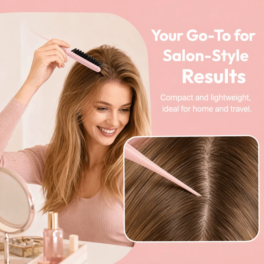 10pcs Compact Nylon Teasing Brush Ergonomic ABS Back Combing Brush Nylon Material Precision Boost Hair Volume Brush For Women