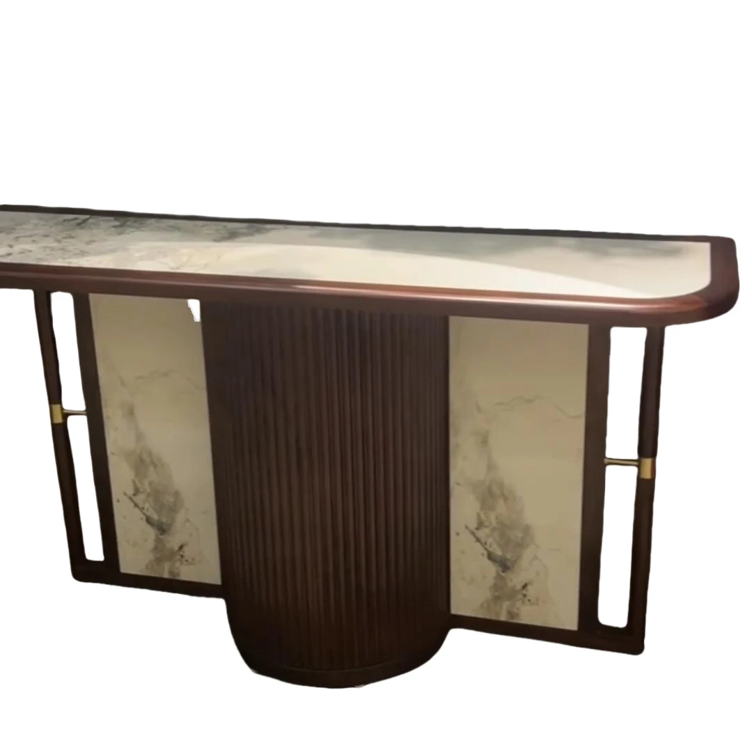 Black gold wood entrance table Wall storage simple entrance table