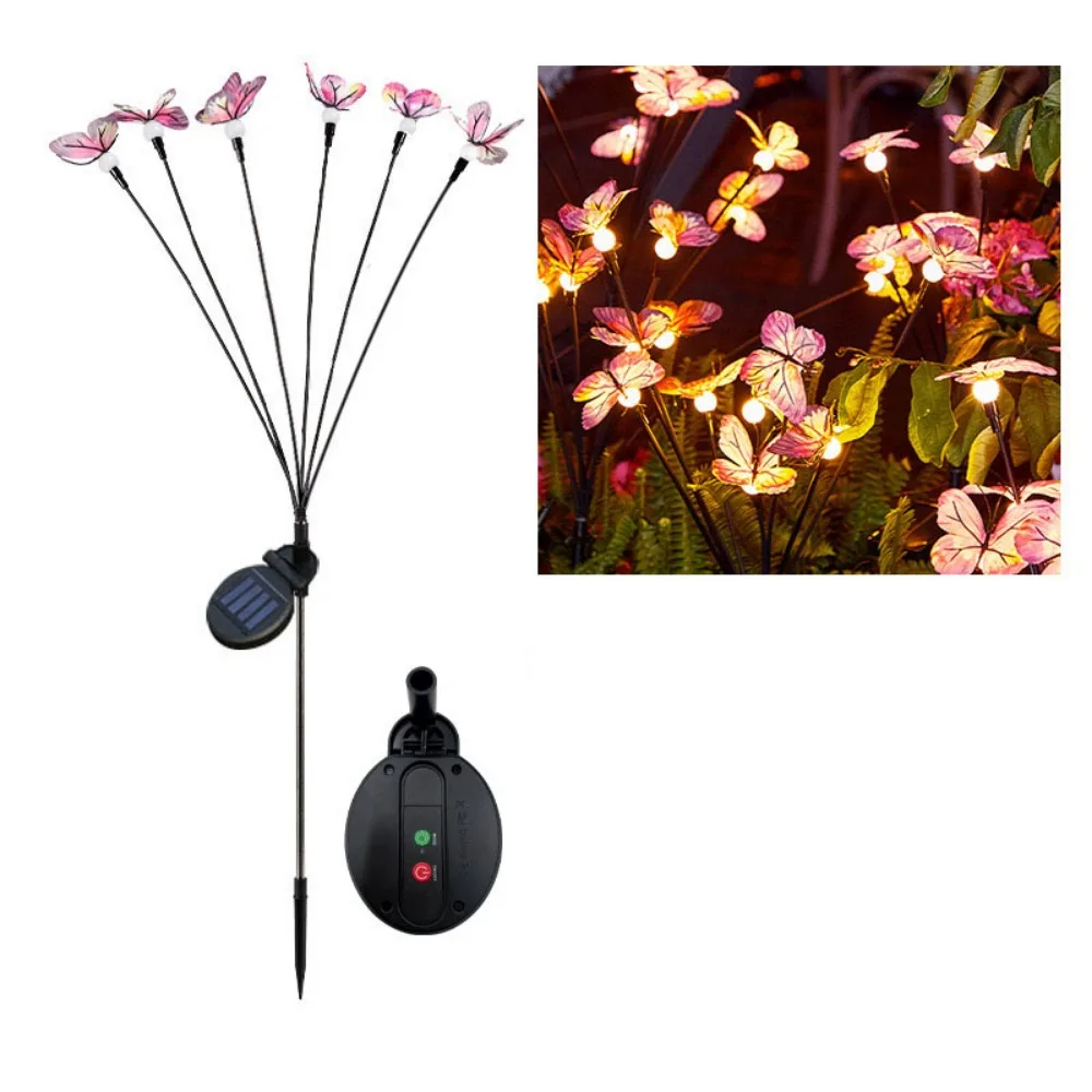 

6/9 Head Butterfly Solar Garden Lights Waterproof Realistic Solar Landscape Lights LED Lights Color Changing