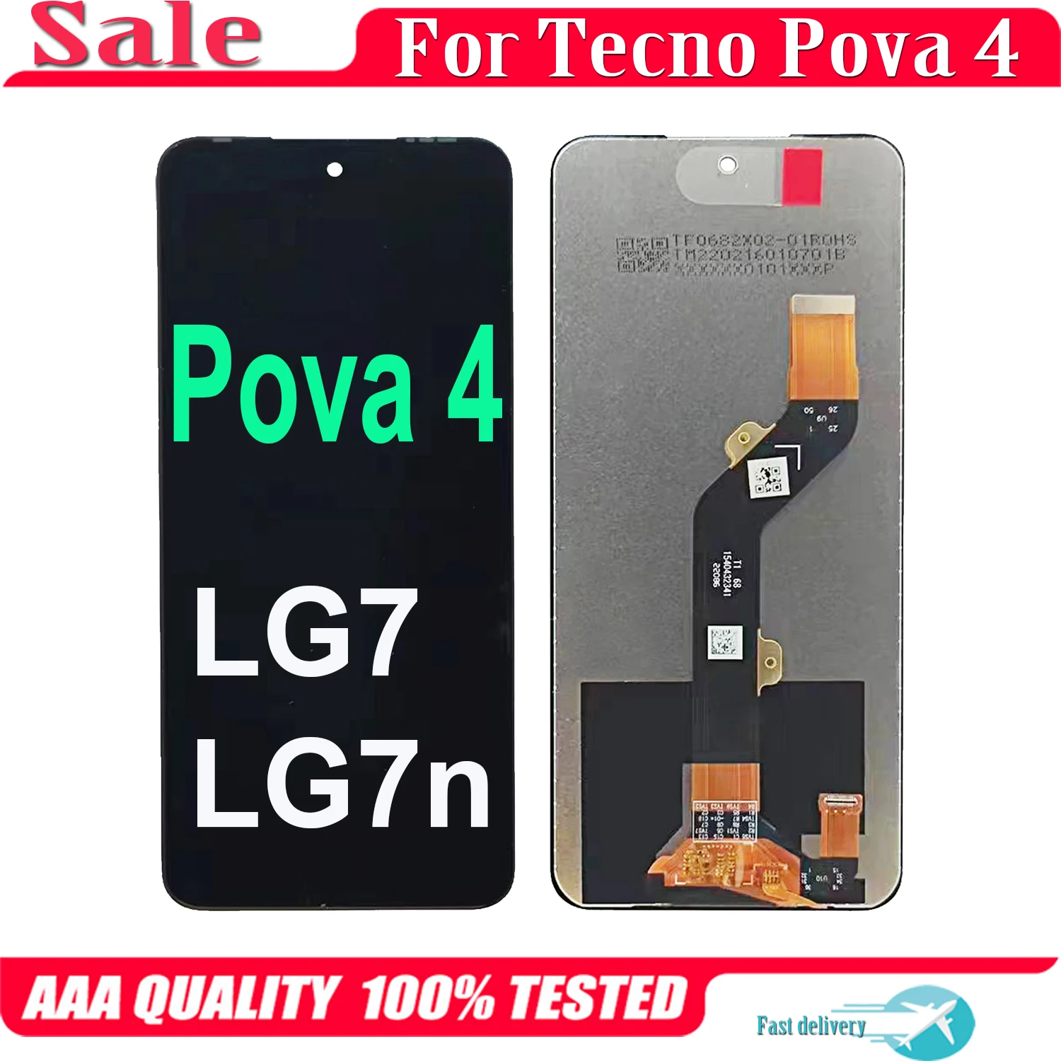 6.82 \'\'dla Tecno Pova 4 Pova4 LG7 LG7n wyświetlacz LCD wymiana ekranu dotykowego Digitizer