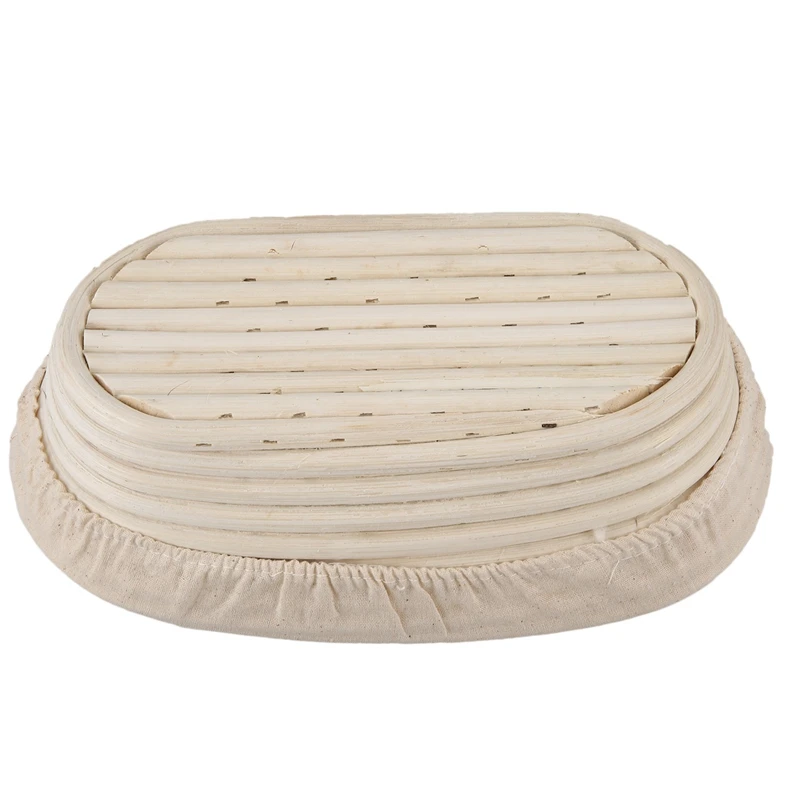 6Pcs 25Cm/10 Inch Bread Basket Rattan Proofing Basket Liner Round Oval Fruit Tray Dough Food Storage Container