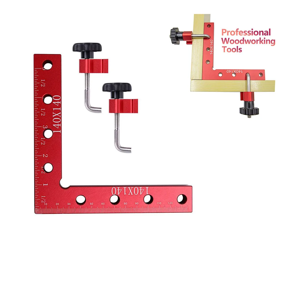大工用のL字型固定具、スプライシングボード、位置決めパネル、固定クリップ、正方形定規、木工ツール、90度