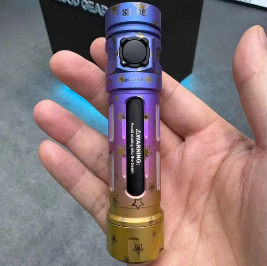 Used EDC LOOP GEAR SK06 Rainbow Titanium flashlight Outdoor Tools Strong Light Torch Lamp Decompression Toy