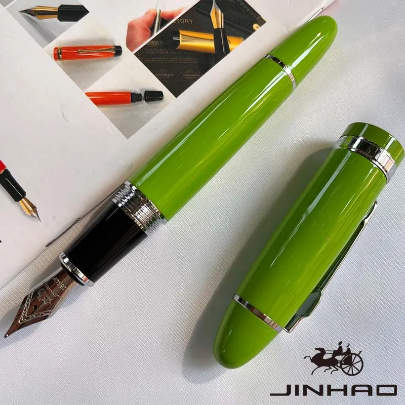 1 Stück JINHAO 159 klassisches Design, silberner Rand, Kalligraphie-Iridium-Business-Stift mit Konverter