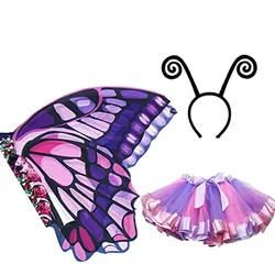 Girls Children Butterfly Wings Tutu Skirt  Mask School Performance  Dance Party Dress Up Girl Halloween Costume 2 -8 yeas