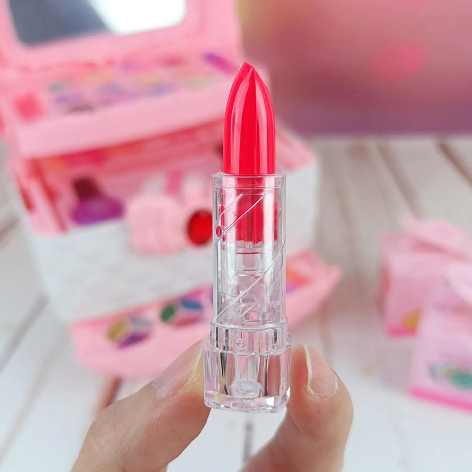 Set di bellezza per il trucco Fai finta di giocare con lo specchio con custodia per cosmetici Giocattolo cosmetico