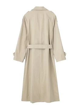 Willshela Women Fashion With Belt Solid Double Breasted Trench Vintage Lapel Neck Long Sleeves Female Chic Lady Outfits 6