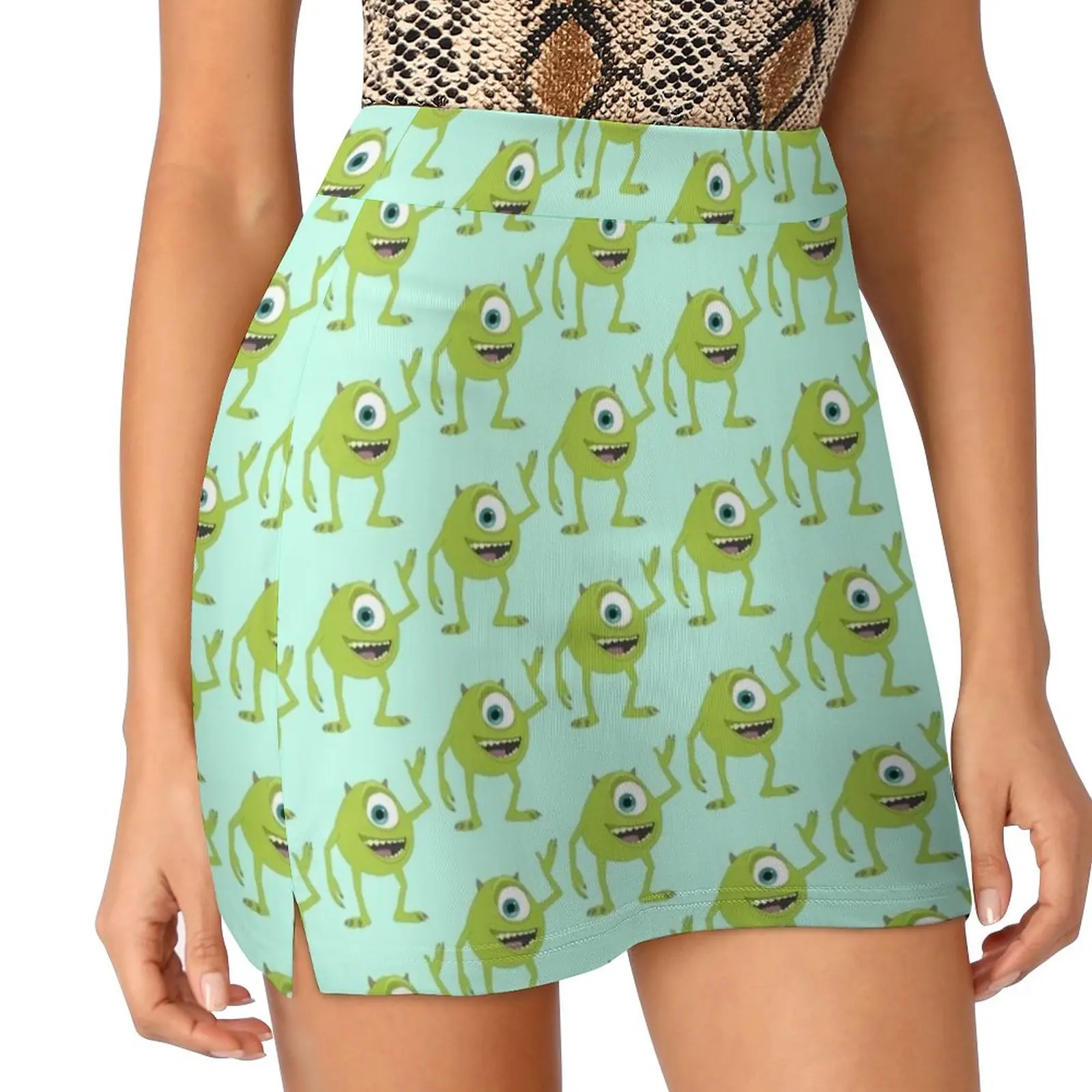 Pattern Women\'s skirt With Hide Pocket Tennis Skirt Golf Skirts Badminton Skirts Running skirts Mike Sully Monsters Inc Green