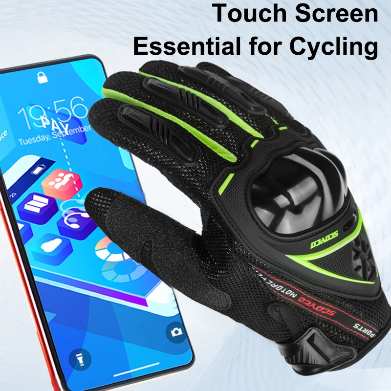 SCOYCO Full Finger Motorcycle Gloves Breathable Touch Screen Motobike Racing Gloves TPU Shell Anti-fall Motocross Riding Gloves