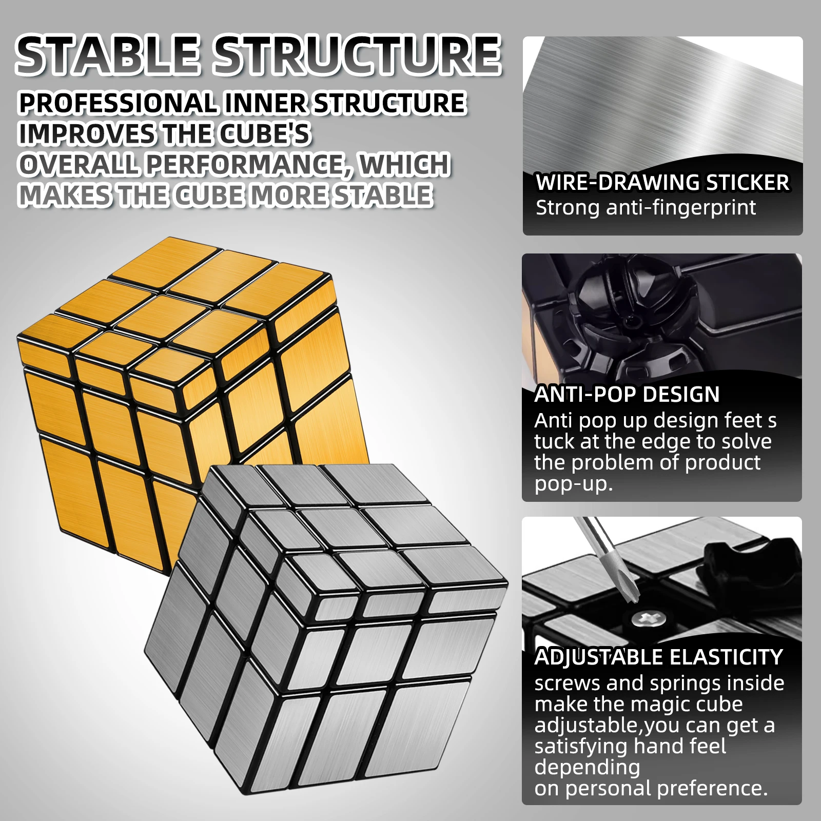 SENGSO Mirror Cube 2x2 3x3 4x4 Magic Tower Juguete rompecabezas de alta reflectividad - Regalo de cumpleaños para adultos y niños Entrenamiento lógico