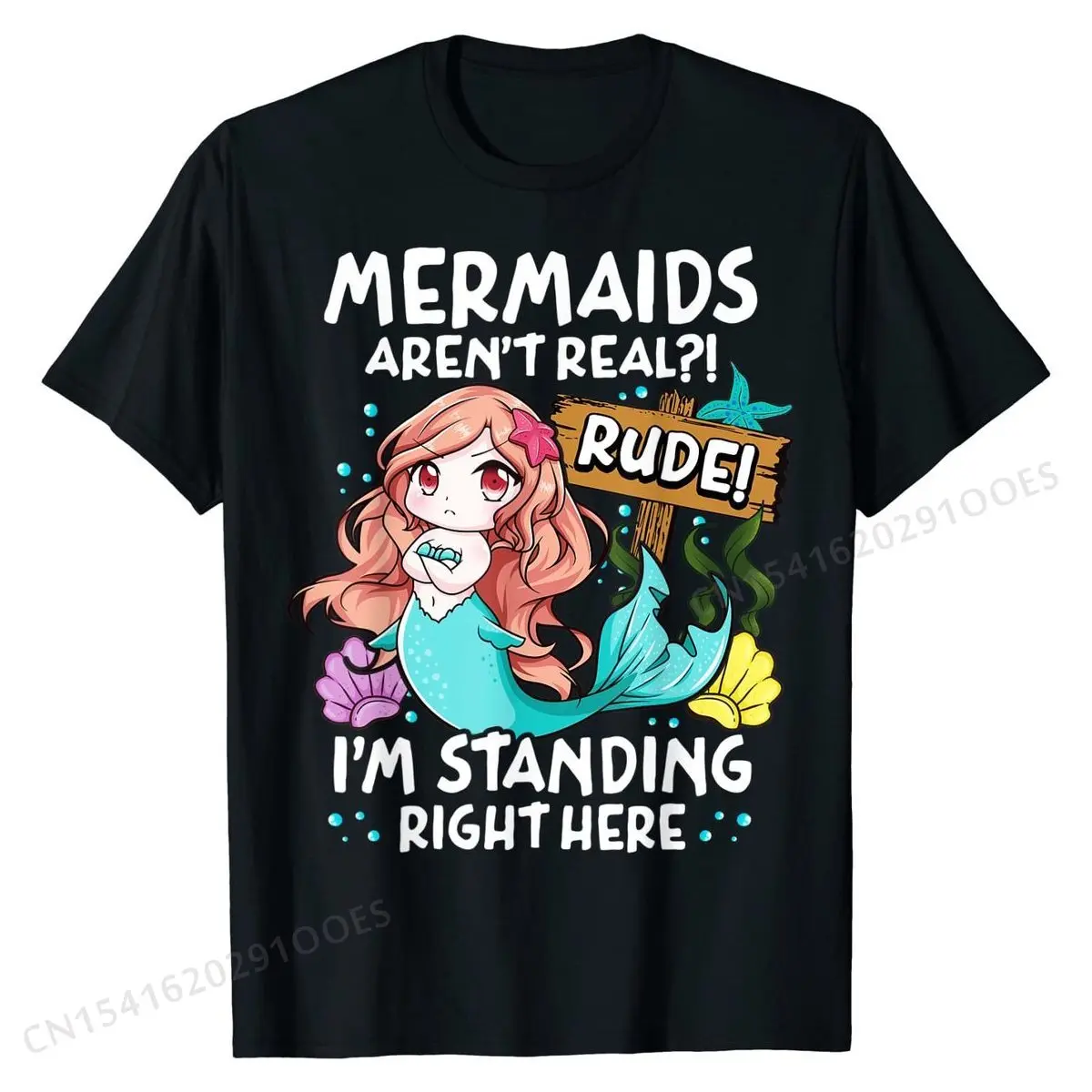 Mermaids Aren't Real  Funny Quotes Humor Sayings Gift T-Shirt Design T Shirts Retro Tops Tees Cotton Men's Design