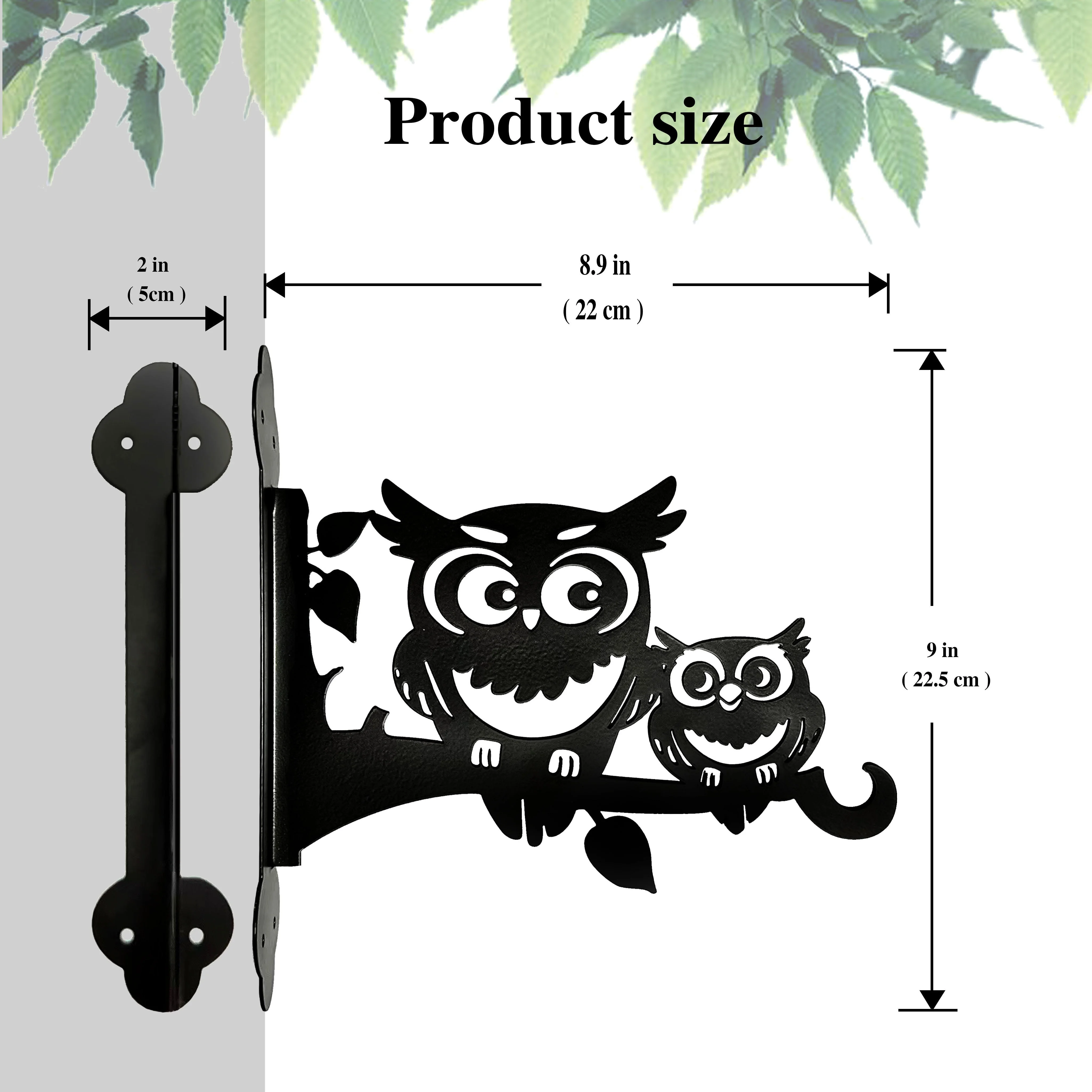 Heavy Duty Metal Owl Plant Hanger, Adorable Mom and Baby Owl Branch Hook Basket Bracket for Outdoor Porch Patio Garden