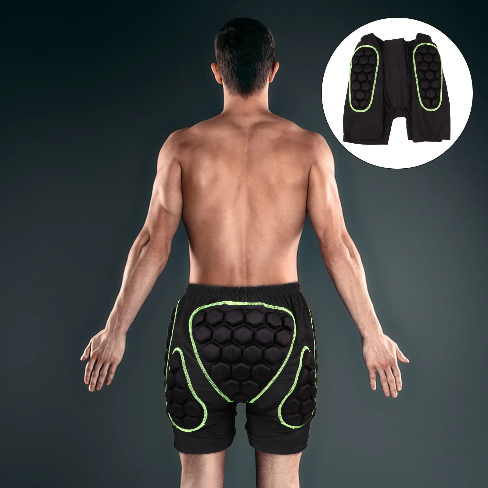 

Men's 3D Protection Padded Downhill Shorts with Eva Hip Tailbone Lumbar Thigh Crotch Padding Breathable Mesh for Skateboarding