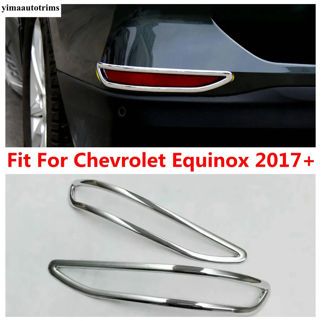 For Chevrolet Equinox 2017 - 2023 Car Rear Bumper Reflector Fog Light Lamp Frame Cover Trim ABS Chrome Accessories Exterior Kit