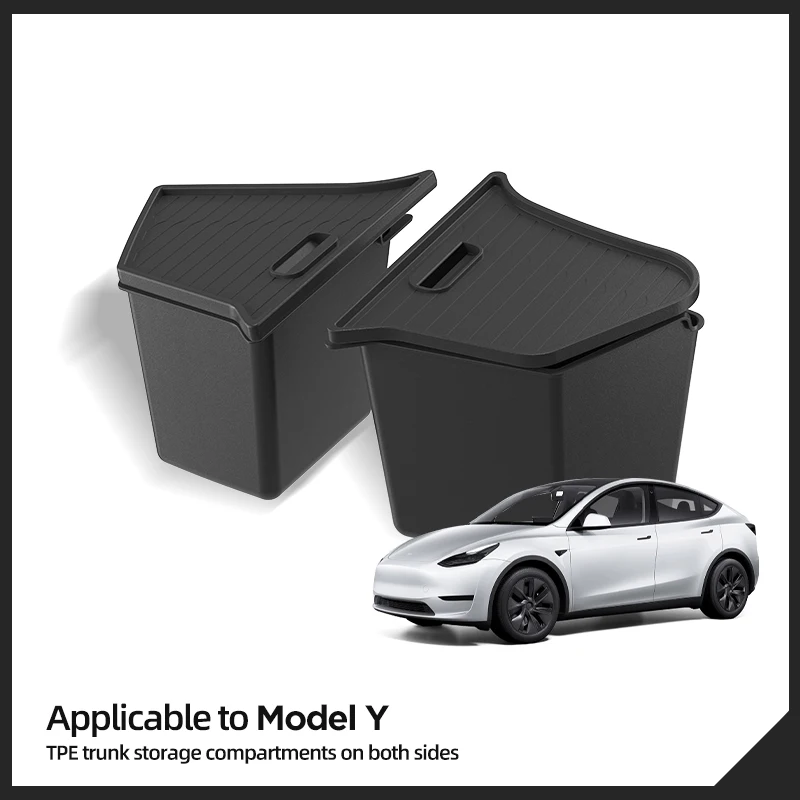 For Tesla Model Y Car Rear Trunk Storage Box Left And Right Both Side Trunk Organizing Tidying Storage Case Car Accessories 2024