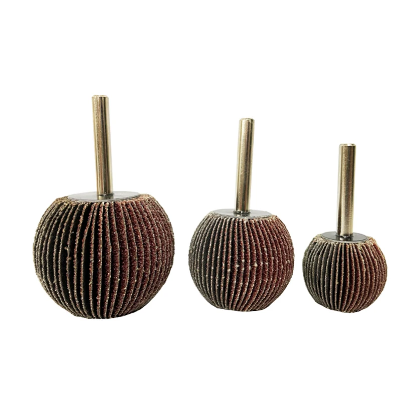 Roue à lamelles sphérique en papier de verre, tige de 6mm(1/4 "), grain 60-180, outil rotatif abrasif pour meuleuse, polissage de précision, forme de boule, 1 pièce