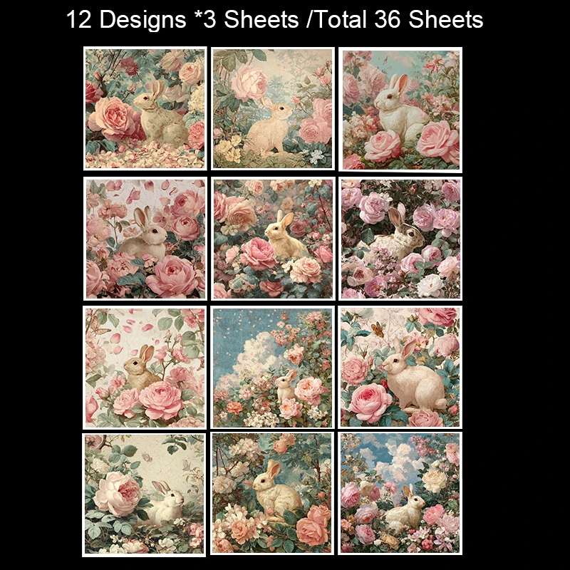 6"x6" Scrapbook Paper Set (36 Sheets): Old-World Art Patterns for Scrapbooking, Origami & Planner Decor.