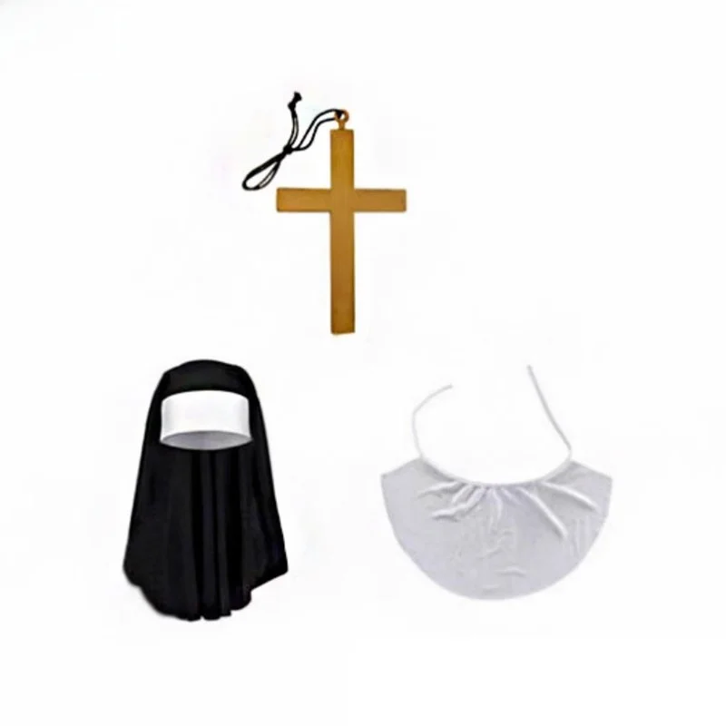 

Костюм монахини на Хэллоуин: комплект для ролевых игр, аксессуары священника, полиэстеровый платок монахини, головной убор, этническая сценическая одежда для женщин