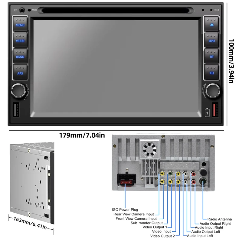 6.2 inch Double Din Car Stereo Radio With CD/DVD Player 4 Channels Car Audio With HD Touchscreen, Bluetooth, Mirror Link