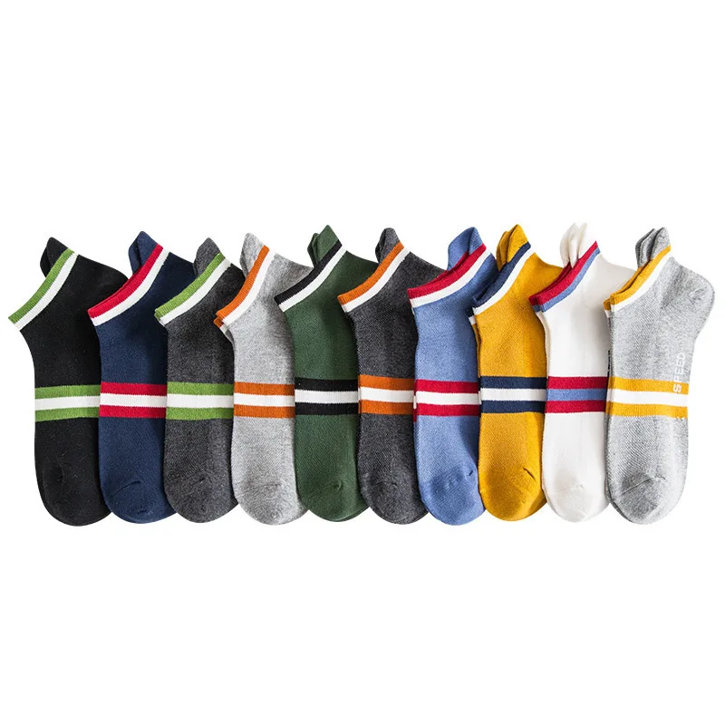 10/20 Pairs Letter Boat Socks Men's Socks Striped Men's Socks Speed ​​Color Matching Sports Fashion Socks Sweat-Absorbent Socks