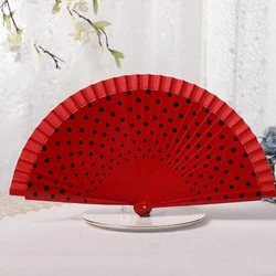 Flamenco Spanish Folding Fan Dots Pattern Modern Classical Vintage Hand Fan