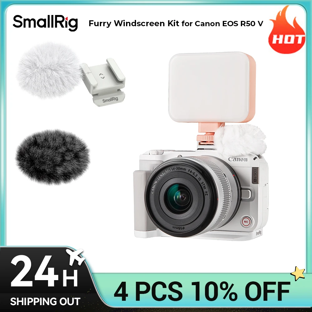 SmallRig ? Kit de pare-brise en fourrure pour appareil photo Canon EOS R50 V, petits accessoires pour Microphones, lumires de remplissage, installation sur les camras 5434