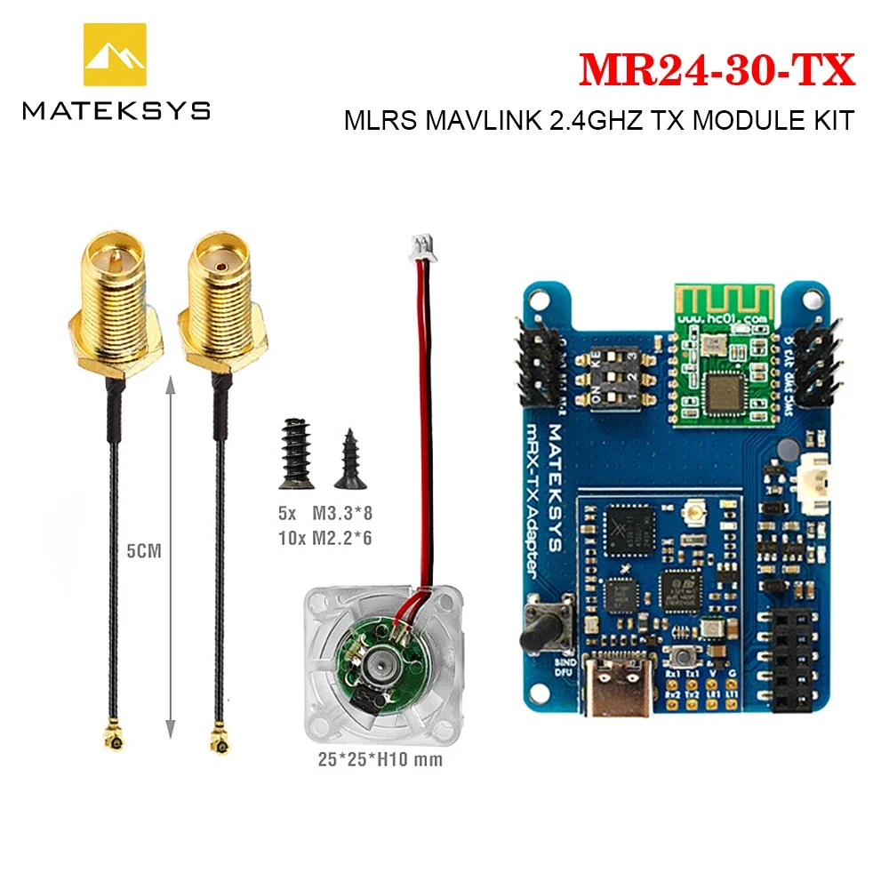 MATEKSYS MLRS MAVLINK 2,4 ГГц TX МОДУЛЬ, MR24-30-TX 2,4 ГГц LoRa, 30 дБм RF Power 5-13 В для дальнего радиоуправляемого дрона FPV