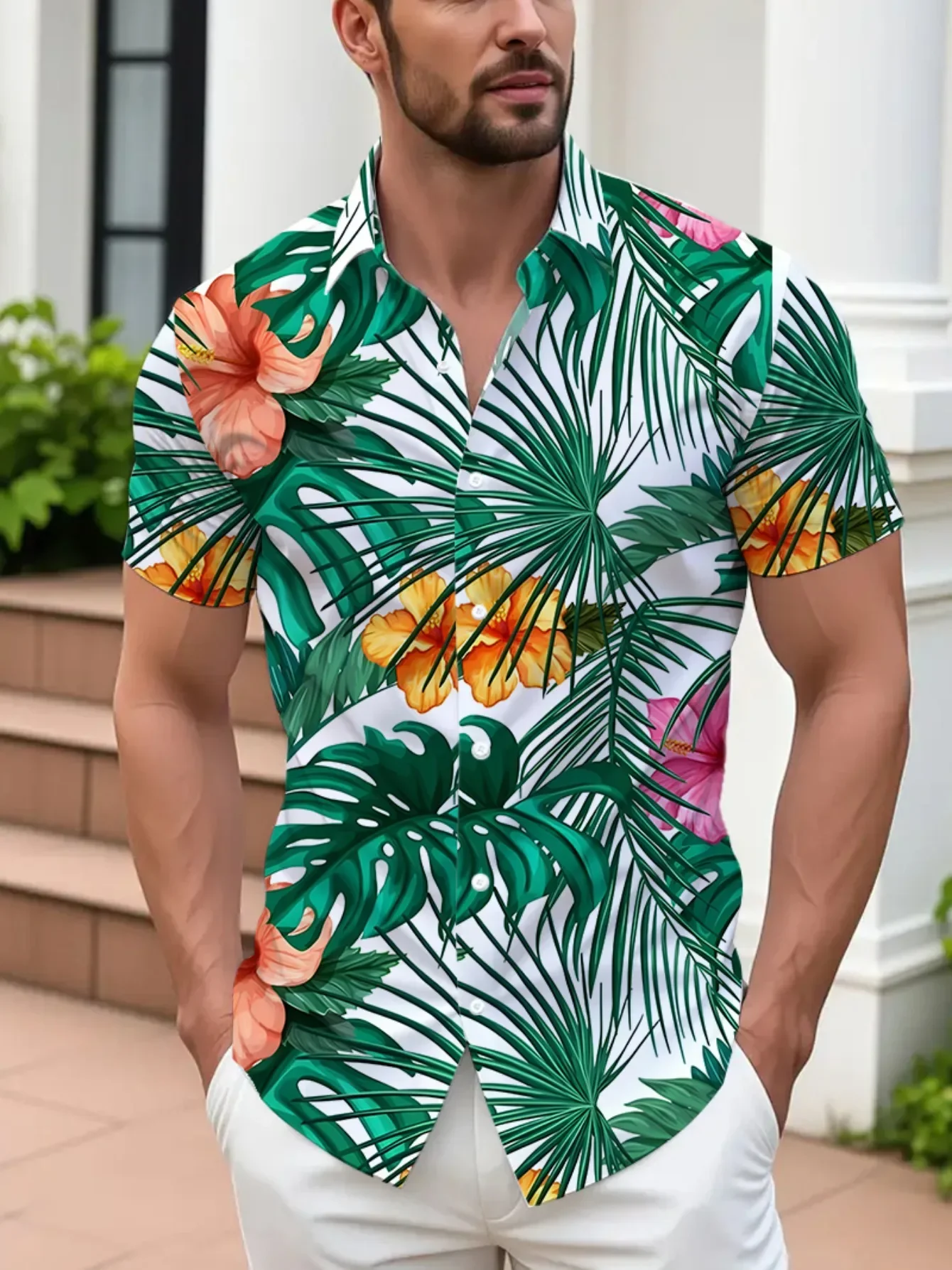 Summer 2026 Men's Casual Shirt Hawaiian Man Women Short Sleeve Vibrant Beach Party Print Tops